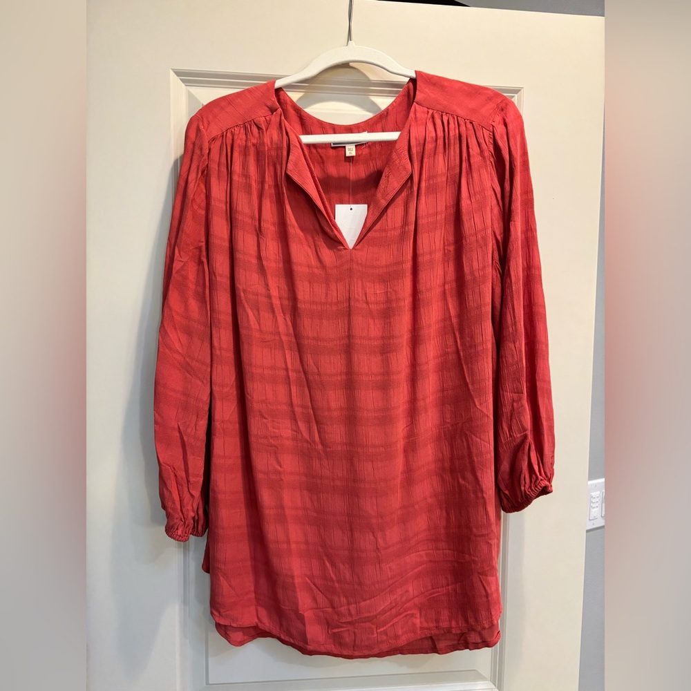 NWT Pleione Textured 3/4 sleeve Tunic Blouse size XL
